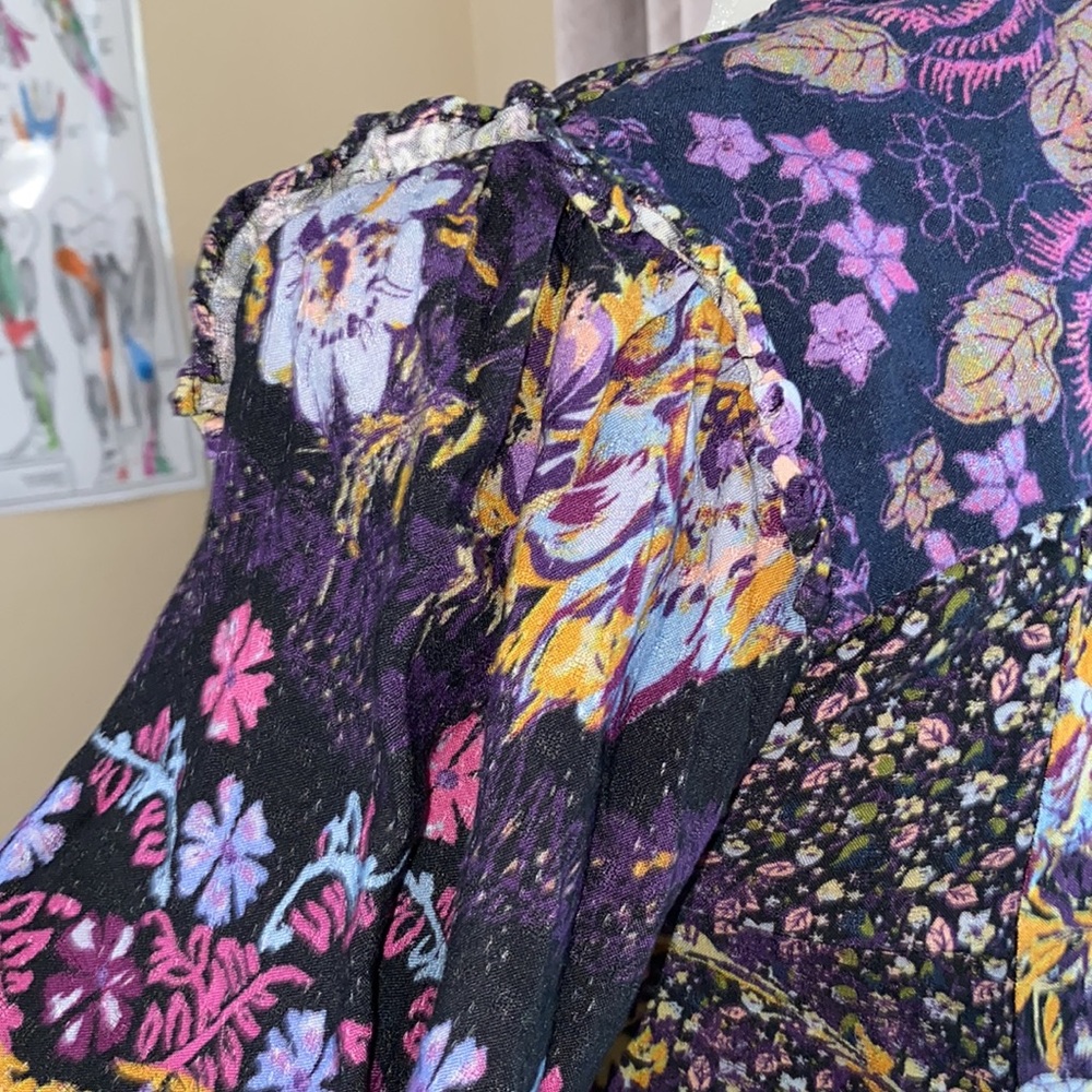 NWT Free People maxi BOHO FLORAL Dress Pink / purple  Size XSMALL - Picture 8 of 8